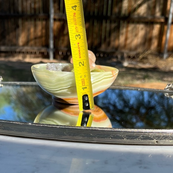 Banded Green Onyx Bowl, Selenite Mushrooms, Grape Agate, Ocean Jasper Chips - Picture 16 of 16